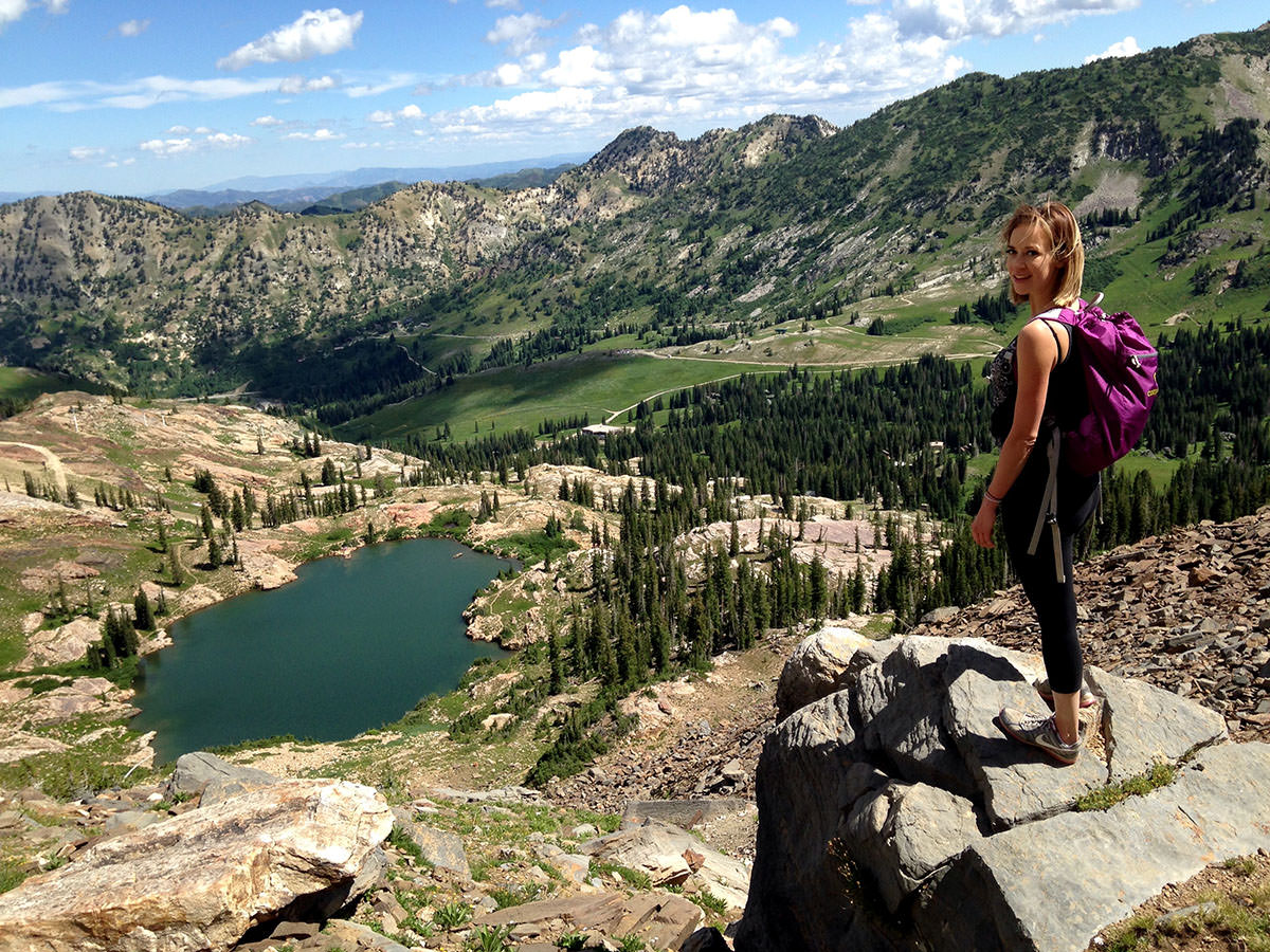 girl hiking on mountain